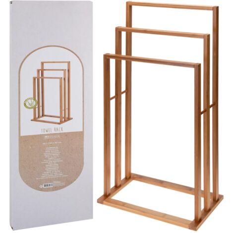 Bathroom Solutions Toallero de bambú con 3 barras
