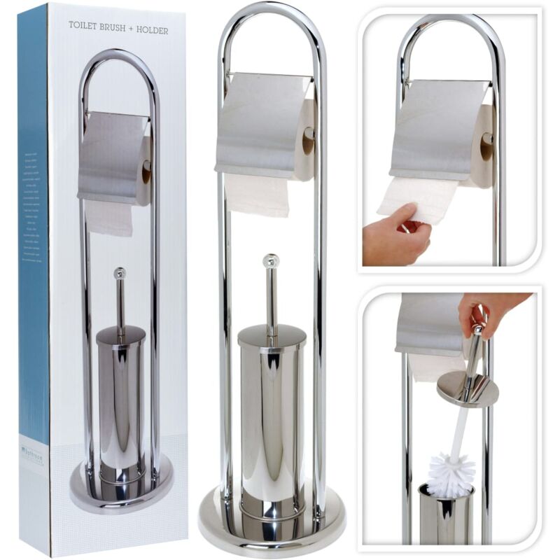 Bathroom Solutions Toilet Paper/Brush Holder Stainless Steel Silver - Silver