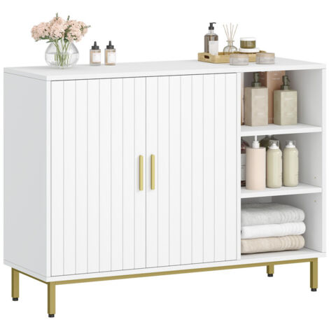 Bathroom Storage Cabinet, Freestanding Bathroom Cabinet with 2 Doors & Adjustable Shelves