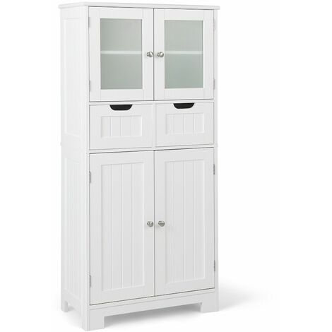 Bathroom Storage Cabinet Tall Freestanding Floor Wood Cabinet Storage Organizer