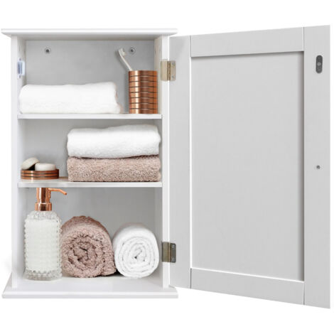 Bathroom Storage Cabinet Wall Mounted Vanity Storage Cupboard w/Adjustable Shelf