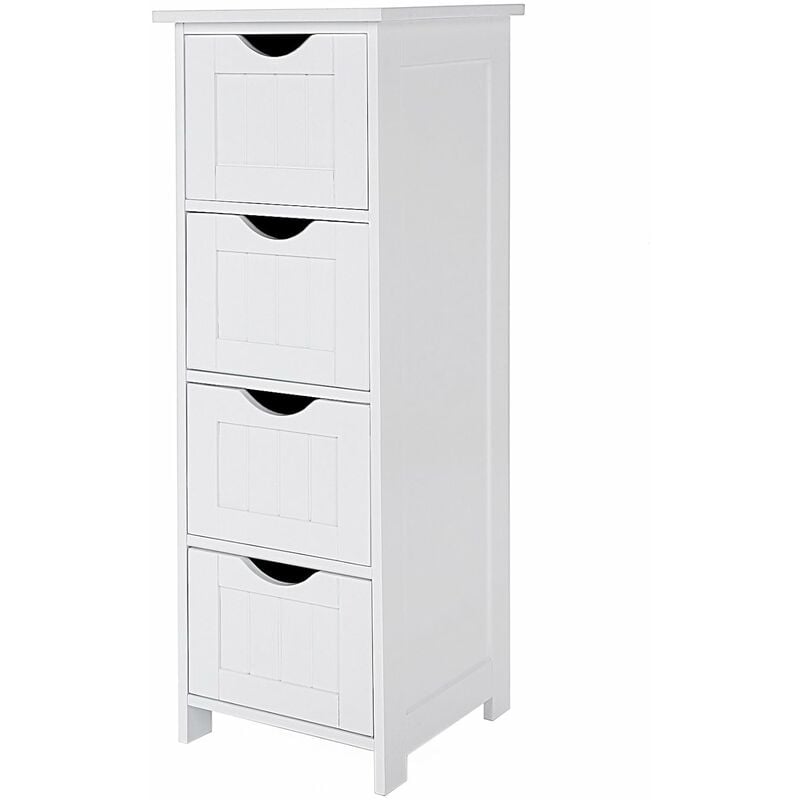 Bathroom Storage Cupboard Storage Cabinet Standing Wooden With 4 Drawers 30 X 30 X 82cm White Lhc40w