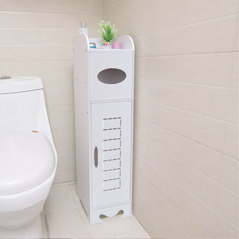 Bathroom Storage Unit Waterproof Bathroom Cabinet With Tissue Holder Bathroom Cabinets Free Standing for Office Living Room Kitchen Entryway 55x21x21CM