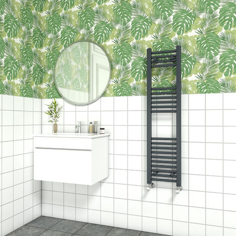 Bathroom Straight Heated Towel Rail Radiator Ladder Warmer Heating Anthracite 1200x300mm