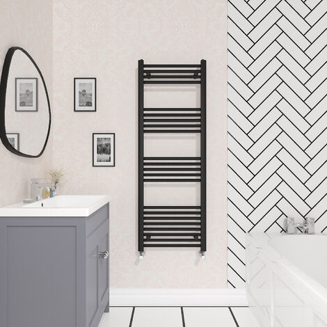 Bathroom Straight Heated Towel Rail Radiator Ladder Warmer Heating Black 1400x500mm