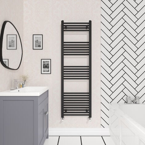Bathroom Straight Heated Towel Rail Radiator Ladder Warmer Heating Black 1600x500mm