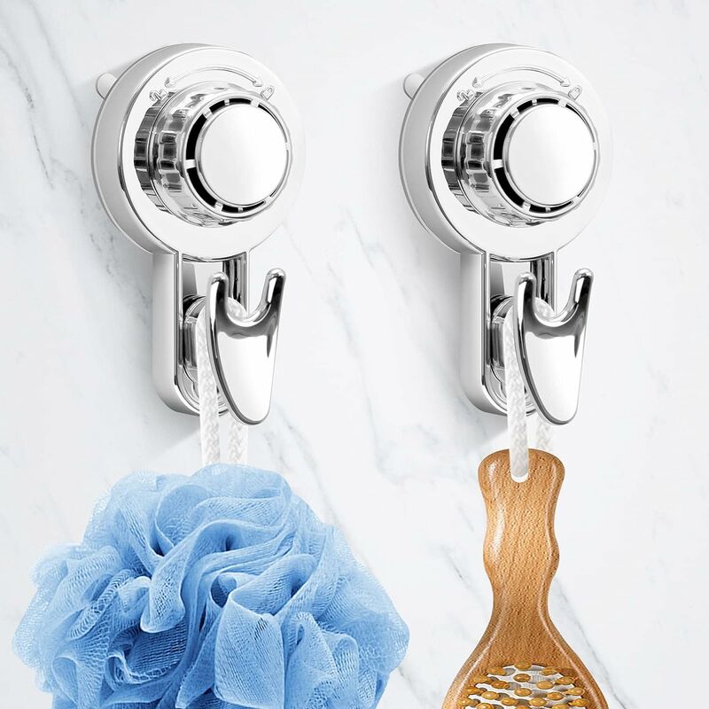 Bathroom Suction Cup Hooks Strong Suction Cup Hooks For Kitchen Toilet Stainless Steel Wall Hooks Towel Hooks Suction Cup Hooks Shower Hooks (Silver)