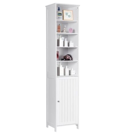 Bathroom Tall Cabinet Slim Freestanding Storage Organizer W/ Adjustable Shelves