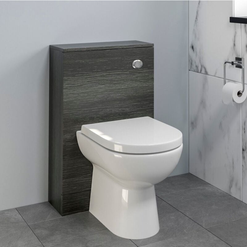 Bathroom Toilet Concealed Cistern Unit Pan Soft Close Grey 500mm