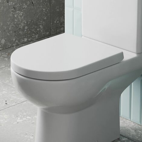 Bathroom Toilet Seat D Shape Soft Close Top Fix Hinges White Gloss Modern