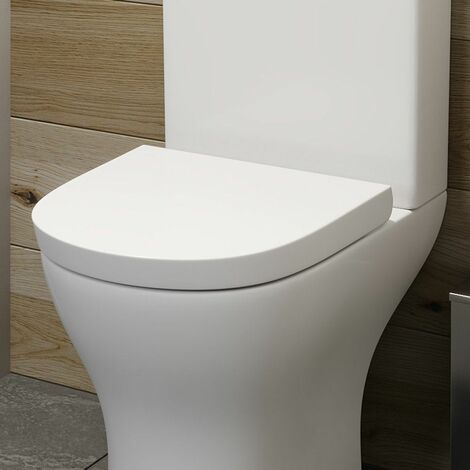 Bathroom Toilet Seat Slow Soft Close Anti-Slam D Shape Wraparound White Modern