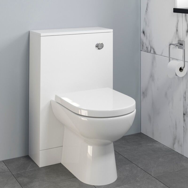 Bathroom Modern Toilet Concealed Cistern Pan Soft Close White 500mm