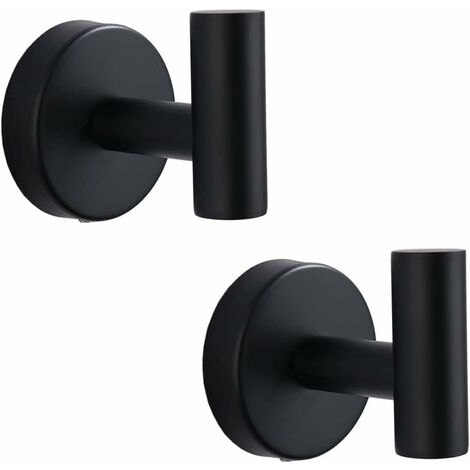 Bathroom Towel Hooks,Wall Mounted Coat Hooks,Matte Black Heavy Duty Robe Hook for Door Cabinet Closet Towel Hook Holder for Bathroom Kitchen Home Garage Hotel Office Bedroom (2pcs Matte Black)