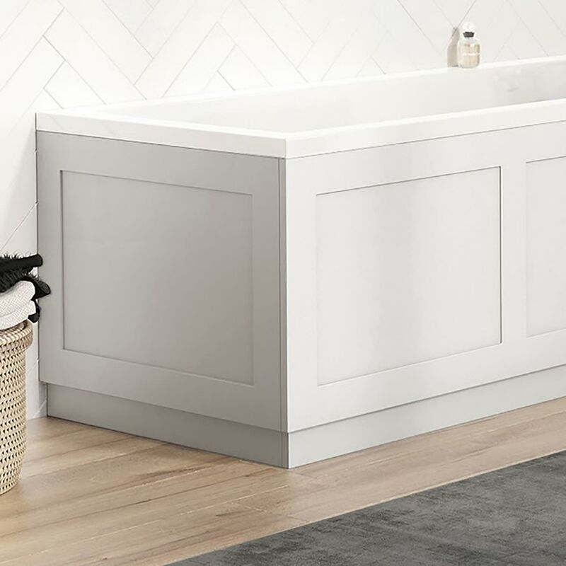 Bathroom Traditional Easy Cut 700x560mm End Bath Panel 18mm mdf Chalk White - White