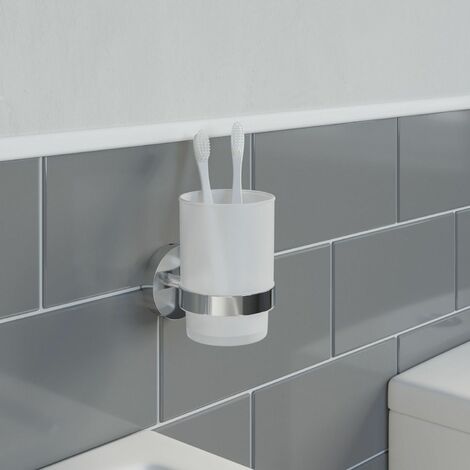 main image of "Bathroom Tumbler Holder Chrome Round Wall Mounted Stylish Modern"