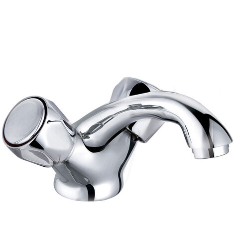 Bathroom Two Handle Mixer With ABS Pop Up Wate Basin Sink Taps Chrome Modern