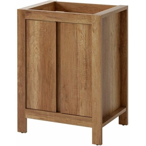 IMPACT FURNITURE Bathroom Vanity Unit 600mm Floor Standing 60cm Sink Cabinet Freestanding Oak Effect Classic