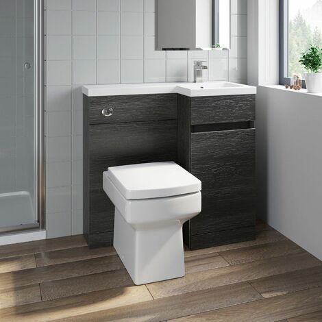 main image of "Bathroom Vanity Unit Basin 900mm Toilet Combined Furniture Right Hand Charcoal"