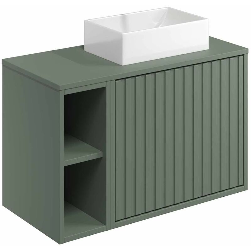 Bathroom Vanity Unit Wall Mounted Countertop 800mm Cabinet Storage ...