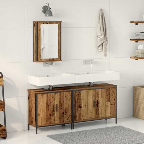 Bathroom Vanity Units with Shelf 3 pcs Brown Engineered wood vidaXL