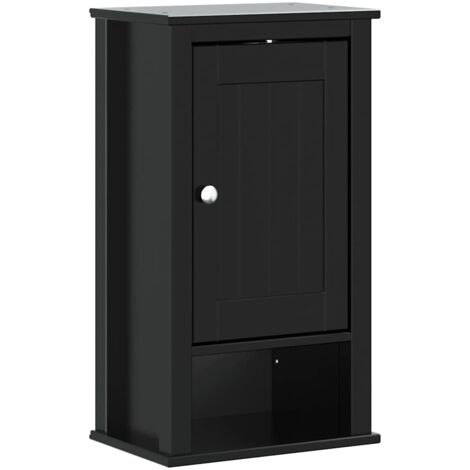 Bathroom Wall Cabinet BERG Black 40x27x71.5 cm Solid Wood Pine vidaXL