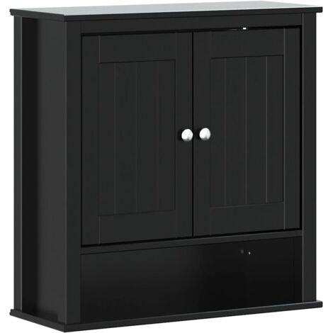 Bathroom Wall Cabinet BERG Black 69.5x27x71.5 cm Solid Wood vidaXL