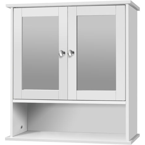 Bathroom Wall Cabinet Storage Shelf Mirror Double Door Cupboard Shelves Vanity
