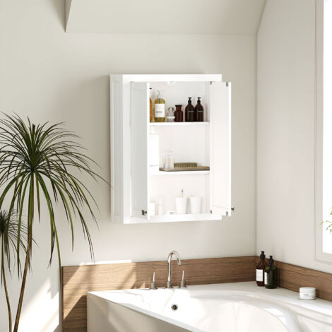Bathroom Wall Cabinet with Adjustable Shelves - White