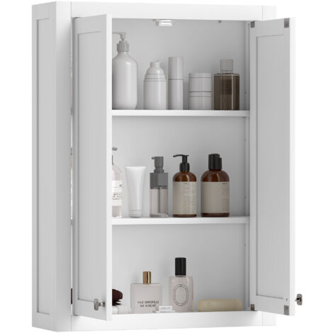 Bathroom Wall Cabinet with Adjustable Shelves - White