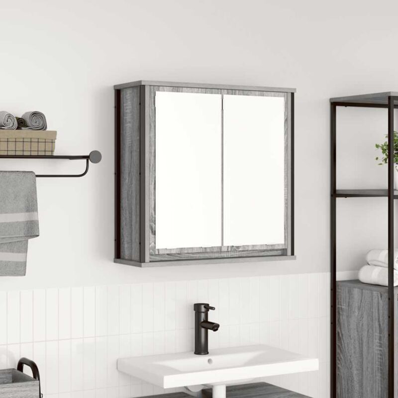 Vidaxl - Bathroom Wall Cabinet With Mirror Grey Sonoma 60x21x60 Cm