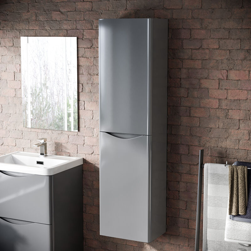Bathroom Wall Hung Cupboard Cabinet Vanity Storage Light Grey Lyndon