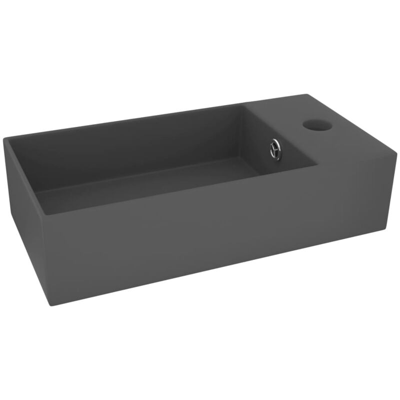 Bathroom Sink with Overflow Ceramic Dark Grey - Grey - Vidaxl