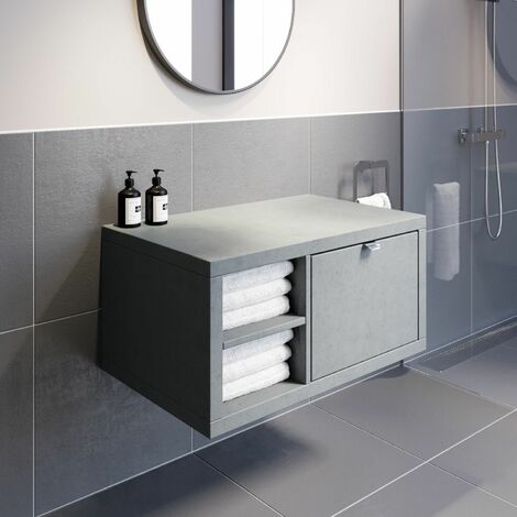 main image of "Bathroom Wall Hung Vanity Unit Cabinet Storage Drawer Shelves 800mm Furniture"