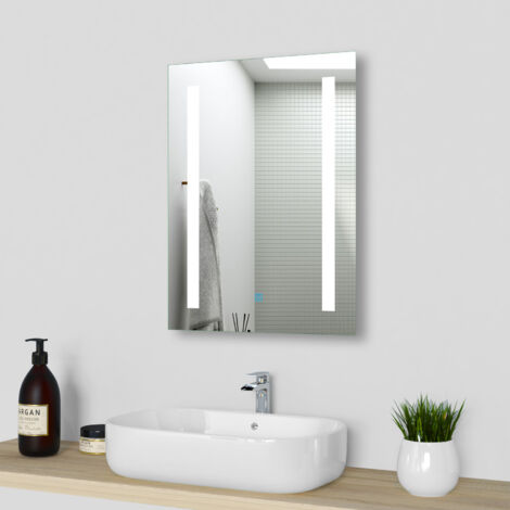 Bathroom Wall Mirror with LED Lights Touch Sensor Switch Vertical - 500x700 Single Touch + LED + Demister
