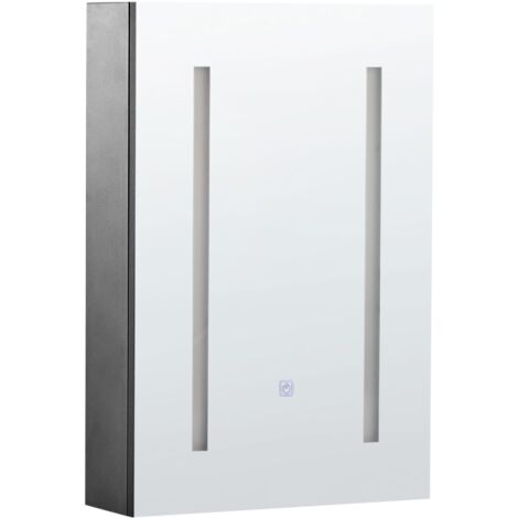 Bathroom Wall Mounted Mirror Cabinet LED CAMERON 40 cm 60 cm Black
