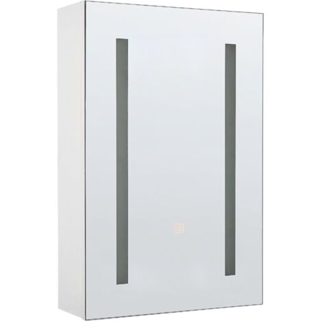 Bathroom Wall Mounted Mirror Cabinet LED CAMERON 40 cm 60 cm White
