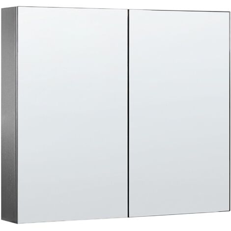 Bathroom Wall Mounted Mirror Cabinet NAVARRA 80 cm 70 cm Black