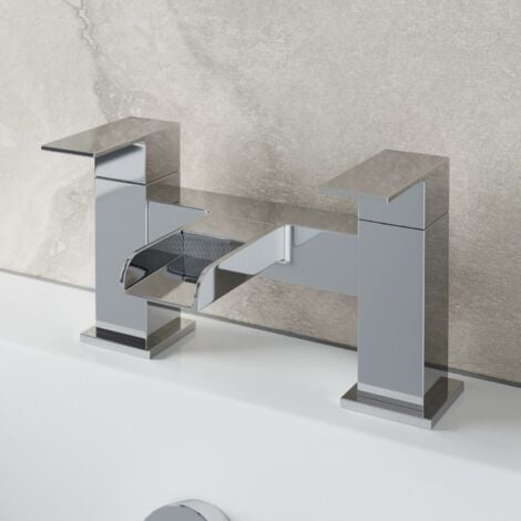 ARCHITECKT Bathroom Waterfall Bath Filler Mixer Tap Square Twin Lever Modern Chrome