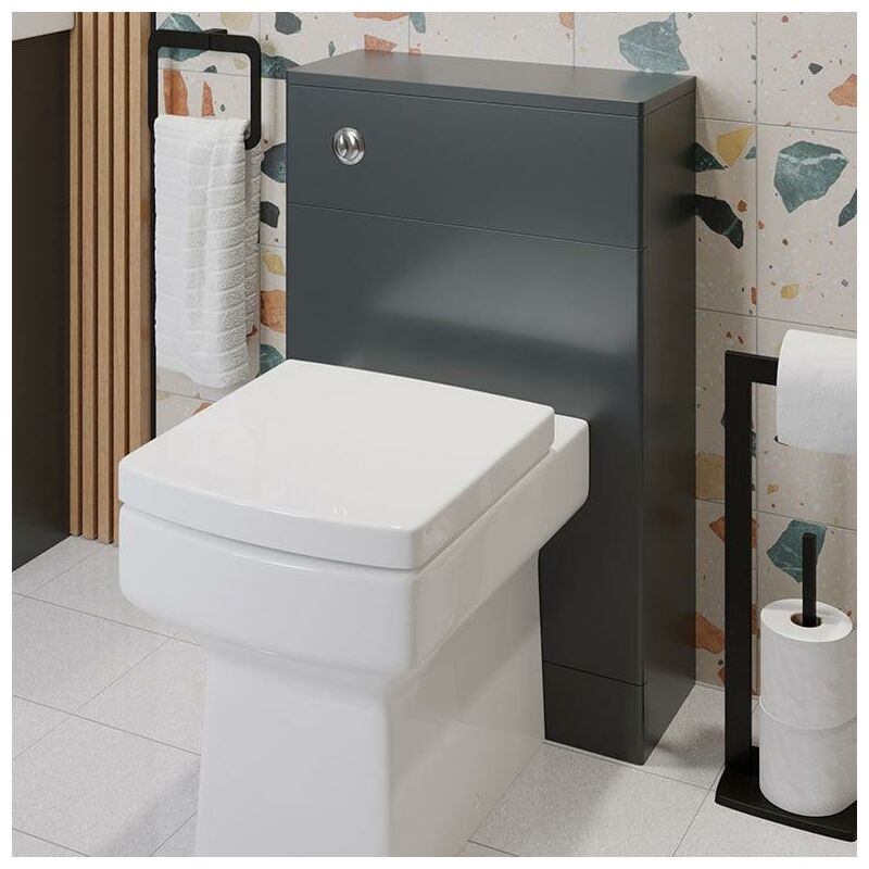bathroom wc back to wall toilet unit only furniture unit 500 x 217mm matt grey - grey