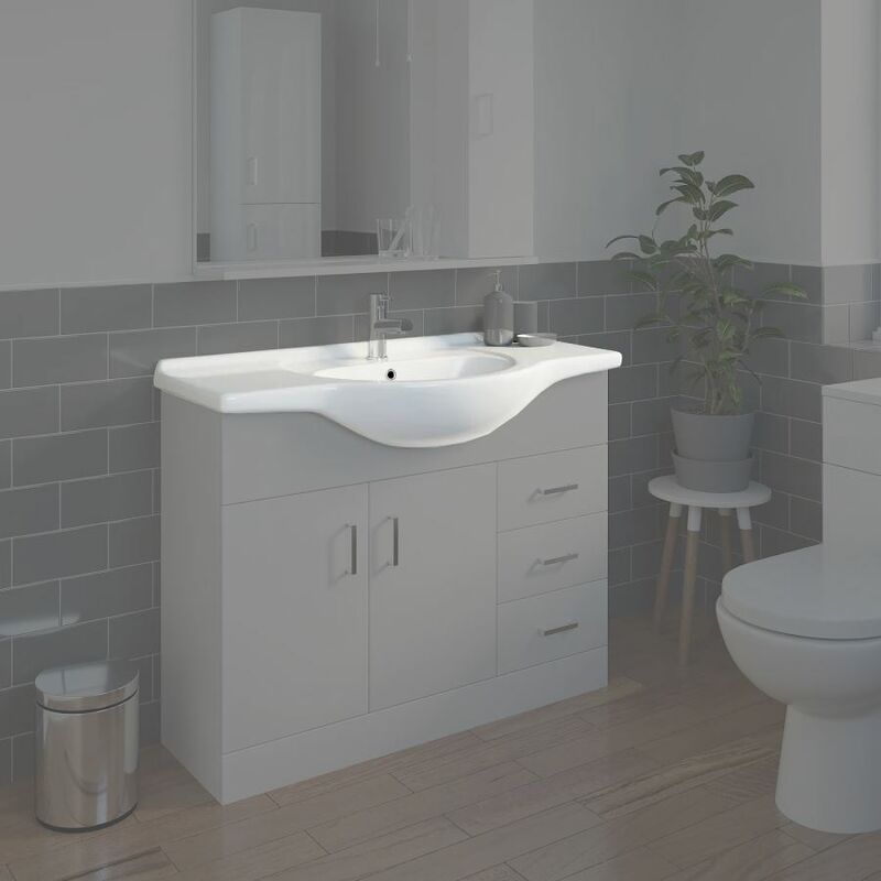 Bathroom WC Basin 1050mm Compact Sink Single Tap Hole White BASIN ONLY