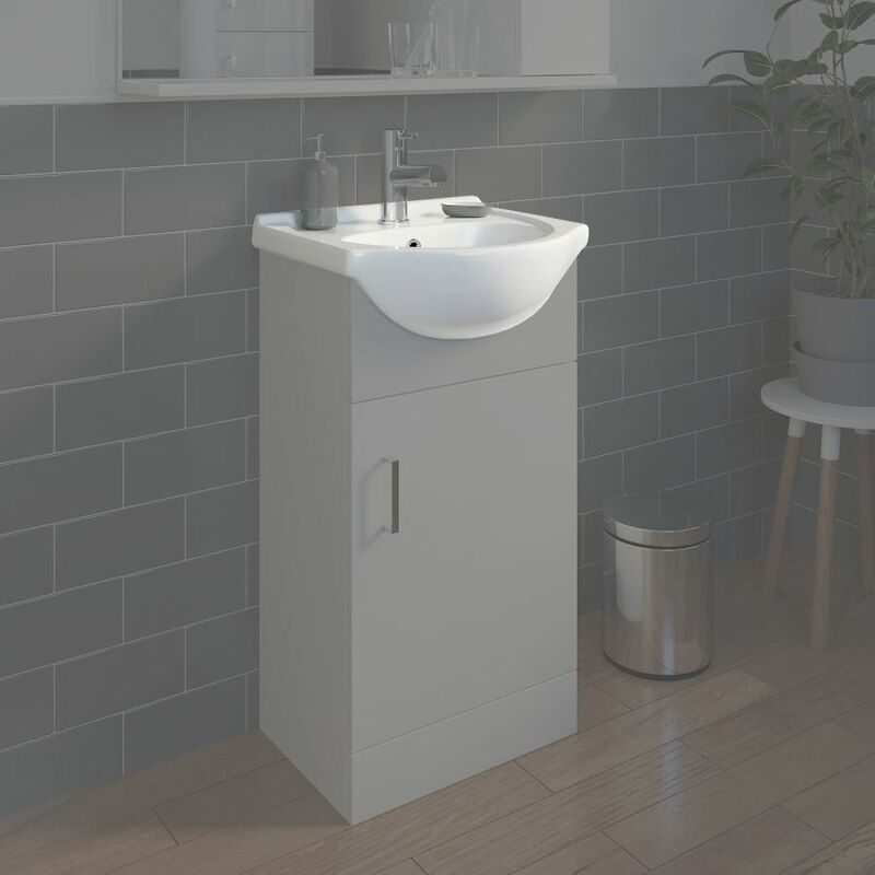 Bathroom WC Basin 450mm Compact Sink Single Tap Hole White BASIN ONLY
