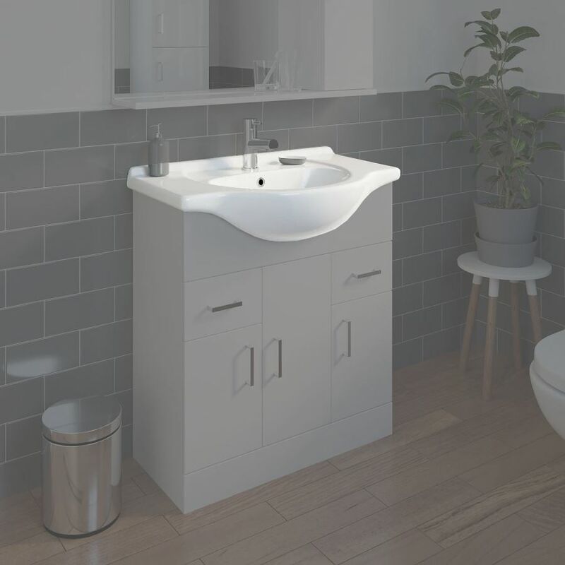 Bathroom WC Basin 750mm Compact Sink Single Tap Hole White BASIN ONLY