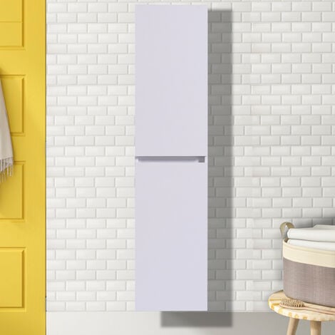 Bathroom White 1400mm High Tall Wall Hung Cabinet Cupboard Storage Furniture