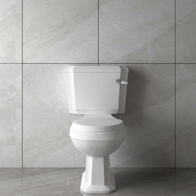 Bathroom White Close Coupled Toilet Soft Close Seat Modern Ceramic wc