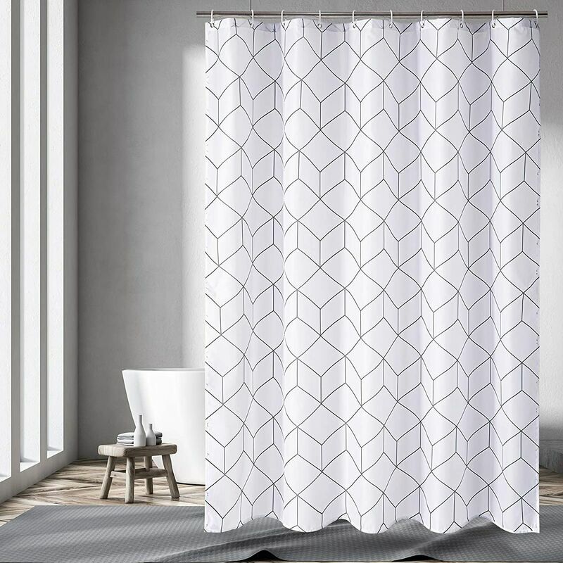 Heguyey - Bathtub Bathroom Shower Curtain, Polyester, Mildew Resistant, Waterproof, Opaque, Shower Curtain Divider Curtain, with 12 Shower Curtain