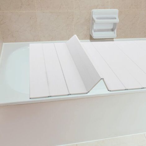 Bathtub Cover Folding Bath Tray Bath Cover PVC Bath Caddy Tray White Dust Bath Board Shower Seal Strip Bathtub Insulation Lid for Home Bathroom Spa (170 x 75 x 0.65cm)