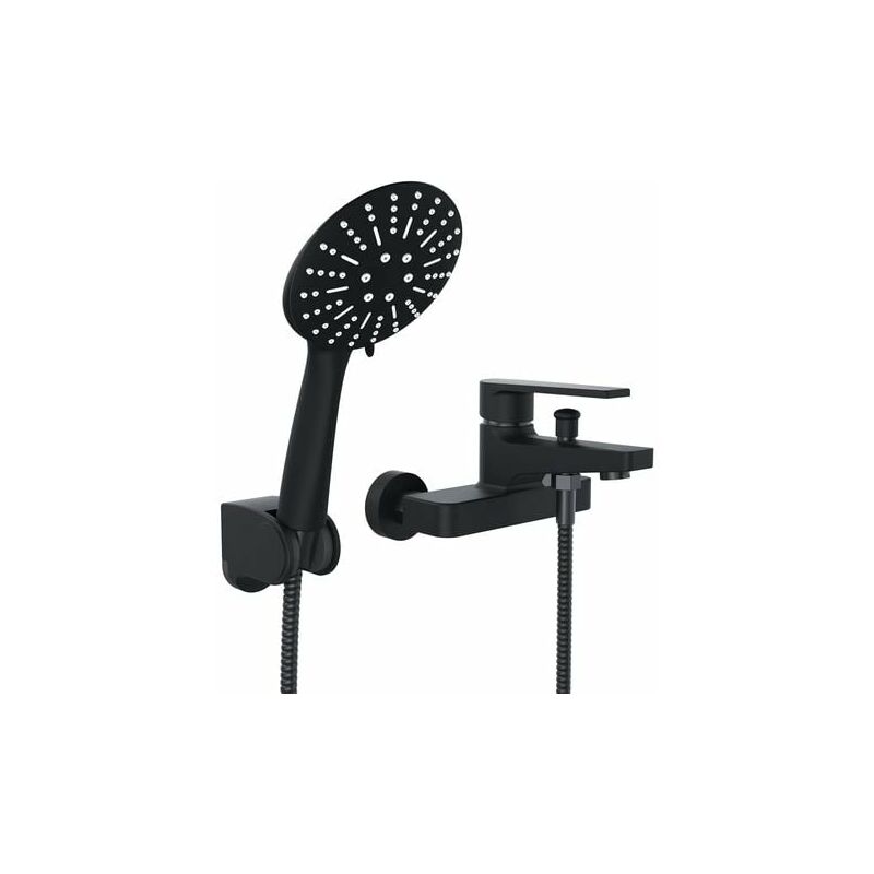 Bathtub Faucet Black Shower Mixer Tap with Hand Shower Exposed Shower Faucet Wall Mounted Brass Hiasdfls