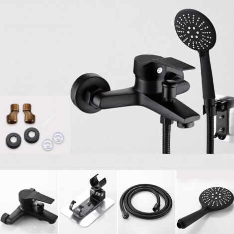 Bathtub Faucet with Hand Shower Black Wall Mount Bathroom Hand Shower 3 Modes 2Y3OK