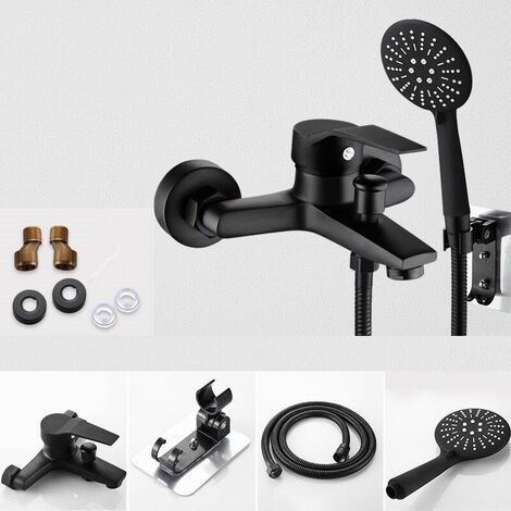 Bathtub Faucet with Hand Shower Black Wall Mount Bathroom Hand Shower 3 Modes 2Y3OK