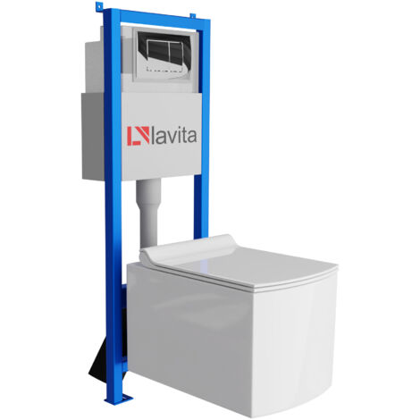 Bâti-support Lavita LAV 101 à 40 cm + WC Fago sans bord + plaque de commande LAV 200.1.2 chrome  Kit complet WC